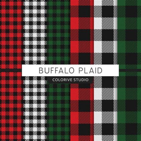 Buffalo Plaid Digital Paper Check Checkered Lumberjack Red Green