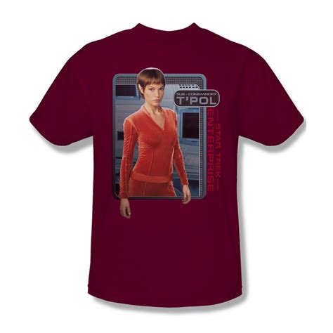 Star Trek St Enterprise Tpol Adult T Shirt In Red