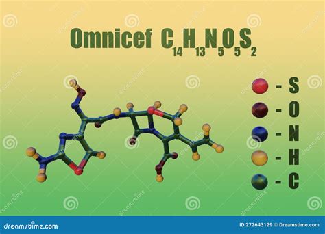 Structural Chemical Formula And Molecular Model Of Cefdinir A