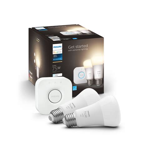 Philips Hue White A19 Bluetooth 75W Smart LED Starter Kit White