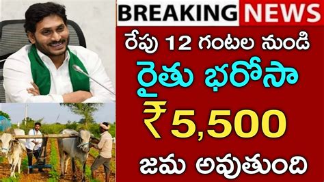 ఏపీ రైతులకు రైతు భరోసా 5500 డబ్బులు జమ అవుతుందిrythu Bharosa Payment