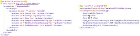 Example of XML schema (on the right) and related XML data (on the left ...