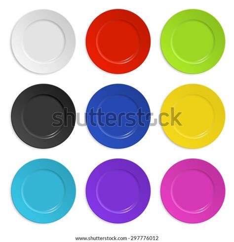 Set Colored Plates Isolated On White Stock Vector Royalty Free 297776012