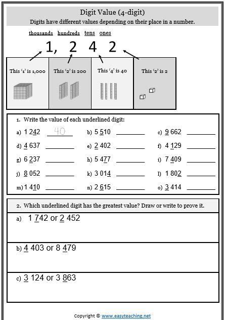 Place Value Partitioning Worksheets