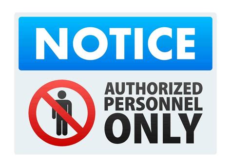 Notice Authorized Personnel Only Sign Personnel Only Vector Stock