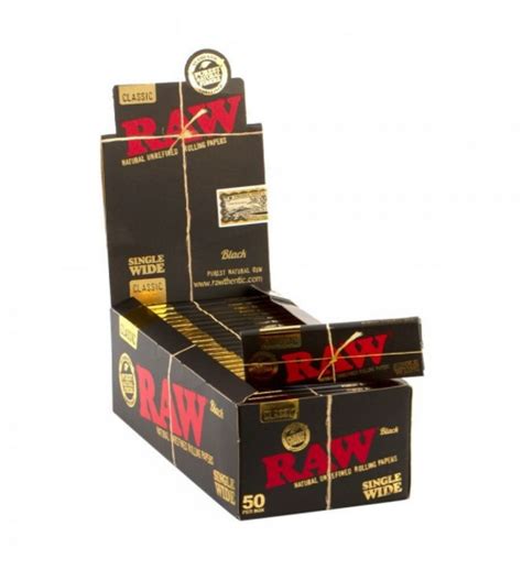 Raw Single Wide Black Papers 50ct Box Of 50 Vape Plus