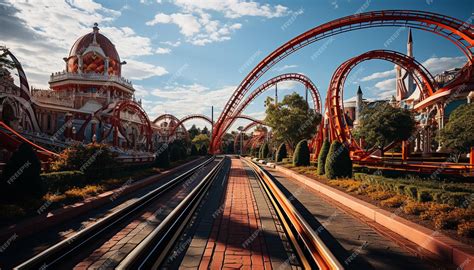 Premium Photo | Famous city skyline illuminated at dusk steel arch ...