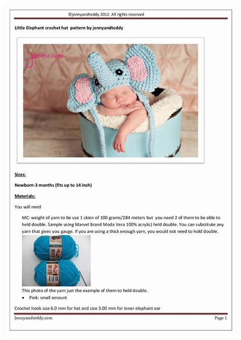 Little Elephant Crochet Hat Pattern