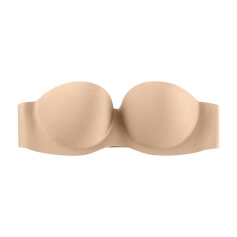 Mnjin Women S Strapless Bras Wireless Bandeau Unlined Push Up Underwear Bra Top Beige Size 32