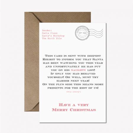 Funny Letter From Santa Recycled Christmas Cards Pack Of 6