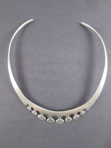 Vintage Sterling Silver Modernist Collar Necklace Mexico Taxco