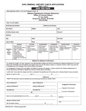 Alabama Dhr Background Check Fill And Sign Printable Template Online