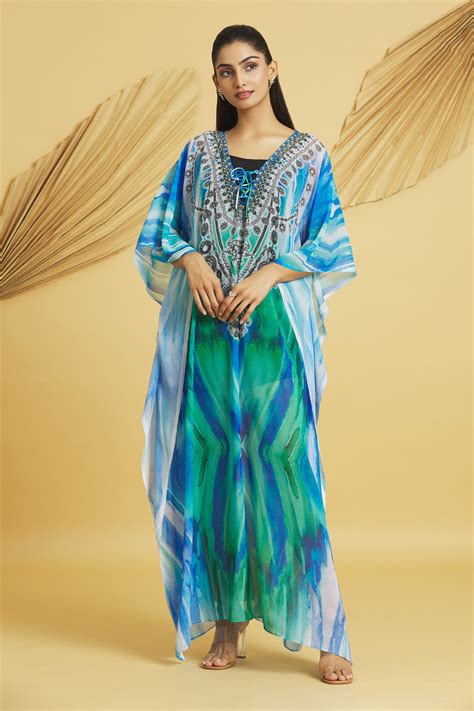 Buy Naintara Bajaj Multi Color Georgette Abstract Shaded Print Kaftan