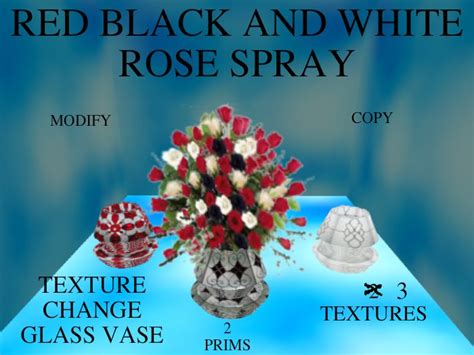 Second Life Marketplace Red Black And White Rose Spray