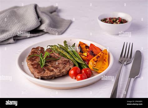 Food Photography Of Roasted Lamb Steak Grilled Meat Fillet Green