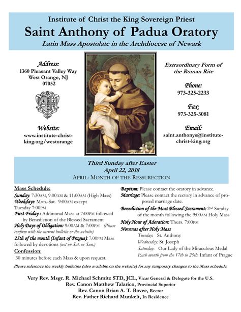 Saint Anthony Of Padua Oratory Latin Mass Apostolate In The Archdiocese