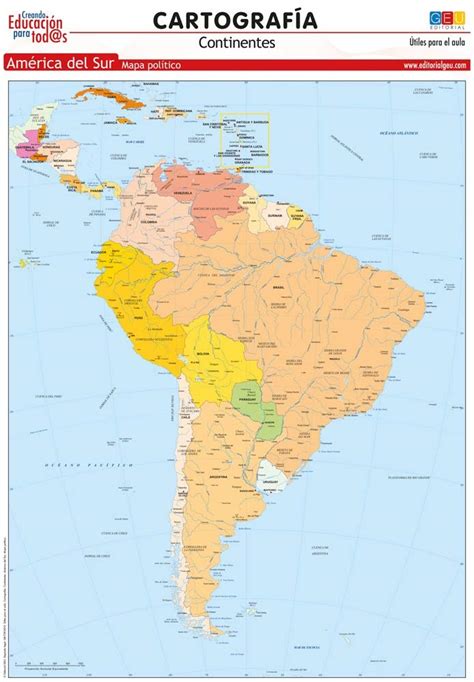 Mapa De Am Rica Del Sur Pol Tico L Minas Did Cticas Material