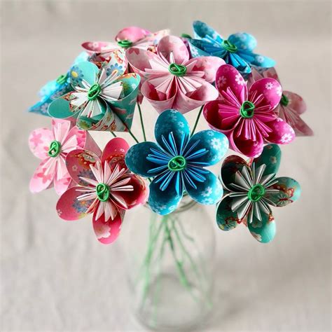 Custom Paper Origami Flower Bouquet Made To Order Etsy Origami Flower Bouquet Paper Origami