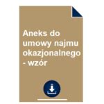 Aneks Do Umowy Najmu Okazjonalnego Wz R Pobierz