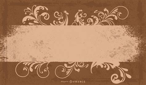 Brown Floral Frame Grungy Banner Vector Download