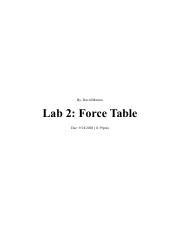 Physics Lab Pdf By David Montes Lab Force Table Due