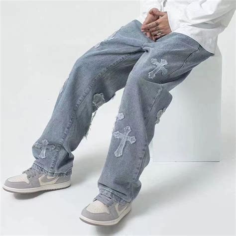 Streetwear Hip Hop Low Rise Baggy Jeans For Men Korean Y2k Etsy Australia