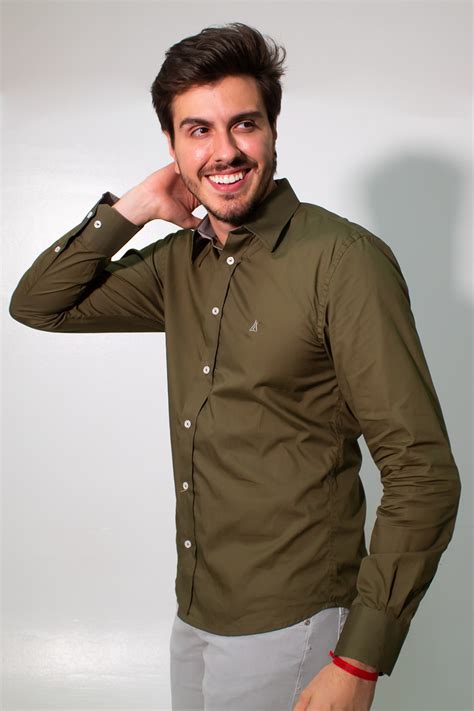 Camisa Social Verde Escuro Masculina Manga Longa Anticorpus