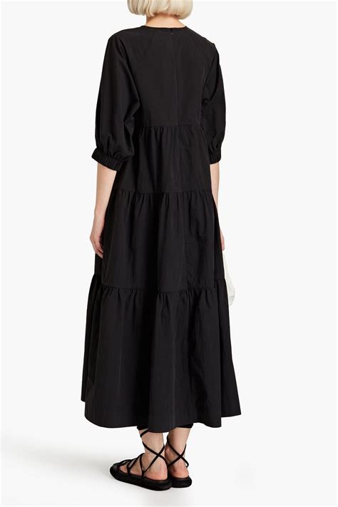 Co Gathered Cotton Blend Poplin Midi Dress The Outnet