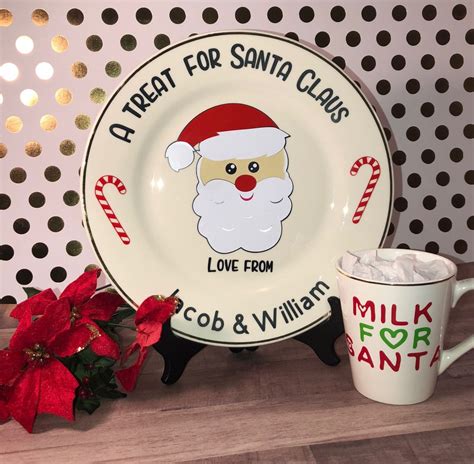 Personalized Cookies And Milk For Santa Plate And Mug Set Etsy