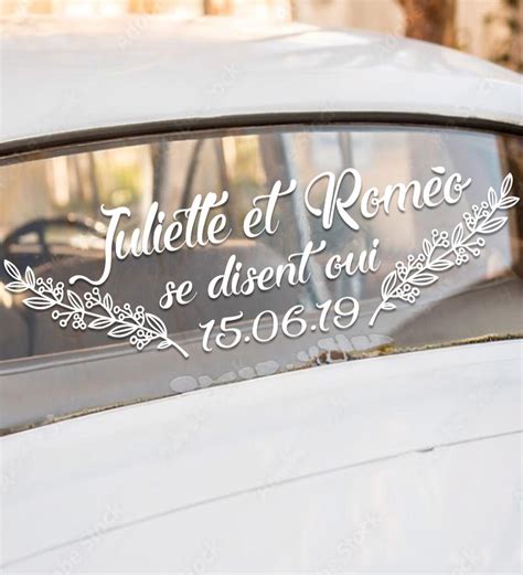 Stickers pour voiture des mariés Branches Couleur Blanc Taille du