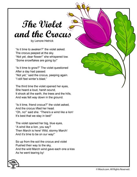 Violet And Crocus Poem For Kids Woo Jr Kids Activities Childrens