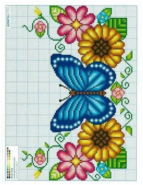 Pin On Punto Cruz Floral Cross Stitch Cross Stitch Rose Butterfly