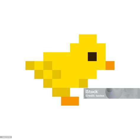 Duck Icon Pixel Art Style 8bit Isolated Vector Illustration Pixel Art ...