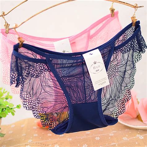 Women Sexy Lace Briefs Low Rise Non Trace Hollow Out Underwear String