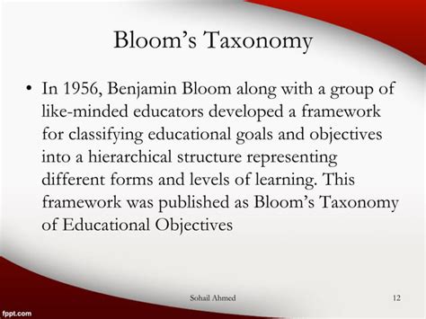 Writing Objectives Using Blooms Taxonomy By Sohail Ahmed Ppt