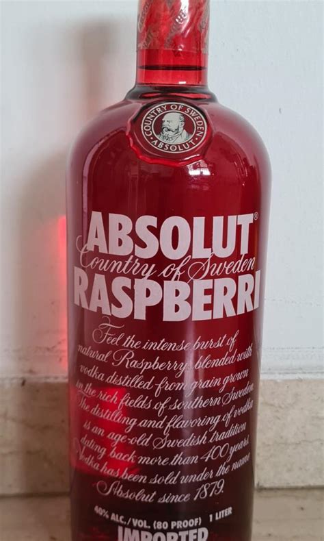 Absolut Raspberri Litre Food Drinks Alcoholic Beverages On