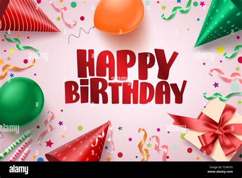 Happy Birthday Text Vector Banner Design Birthday Greetings Card In