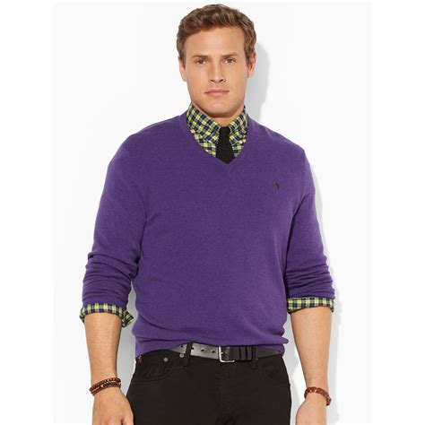 Lyst Ralph Lauren Merino Wool V Neck Sweater In Purple For Men