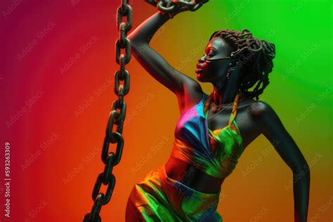 Stock Illustrationen Black History Month Strong Powerful Black Woman