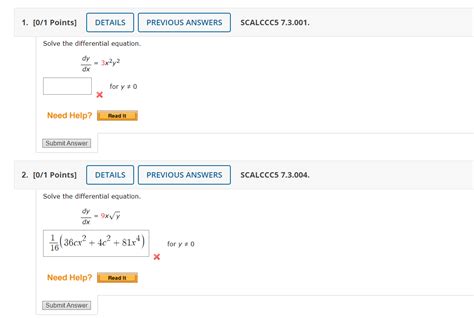 Solved Solve The Differential Equation Dxdy 3x2y2 For Y 0