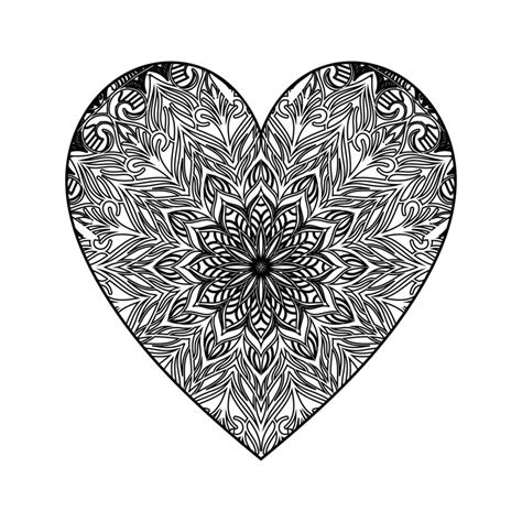 Heart shaped mandala floral pattern for coloring book, heart with floral mandala pattern, hand ...