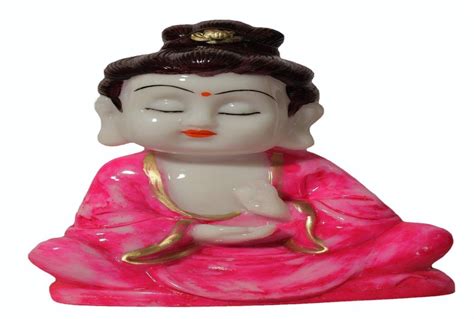 White Base Meditating Baby Buddha Statue For Decoration Size 6x4