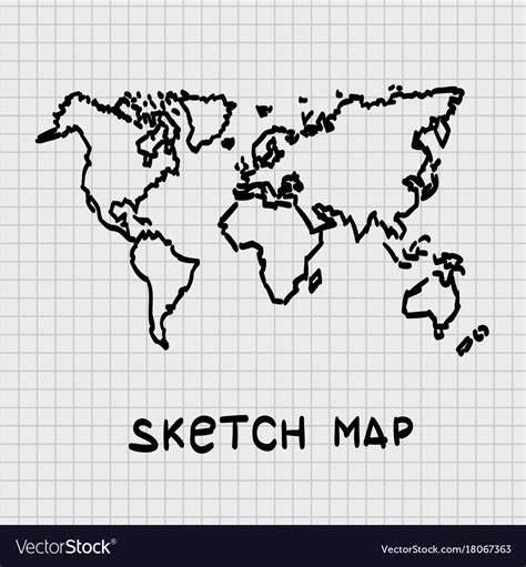 Sketch Of Hand Drawn World Map Royalty Free Vector Image