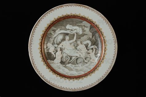 White Plate With Three Naked Women And Three Putti At Sea Plate