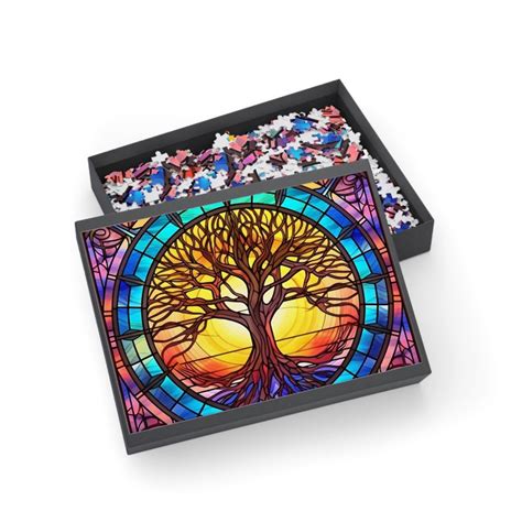 1000 Piece Stained Glass Tree Of Life Puzzle Symbolic Jigsaw For Spiritual Entertainment And