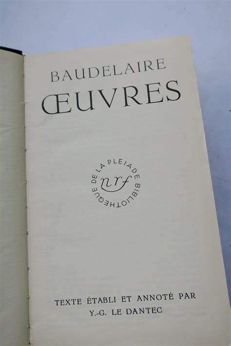 Baudelaire Oeuvres Completes Bibliotheque De La Pleiade La