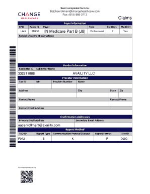 Fillable Online Payer Information Days Multi Ch Availity Fax Email