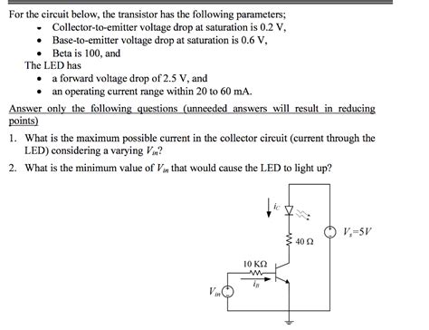 Solved For The Circuit Below The Transistor Has The Chegg