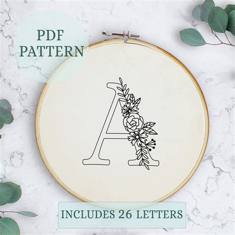 Complete Alphabet Embroidery Pdf Pattern Letter Embroidery Etsy