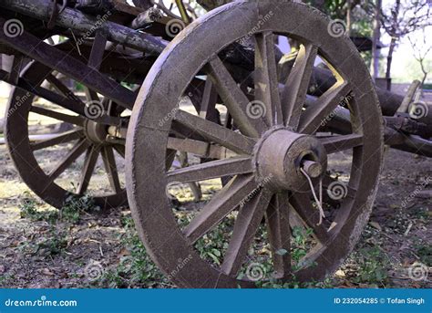 Old Bullock Cart and Iron Wheels in it Stock Image - Image of circles ...